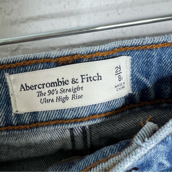 Abercrombie & Fitch Jeans Women 29 8 The 90s Straight Ultra High Rise Distressed - Picture 2 of 8